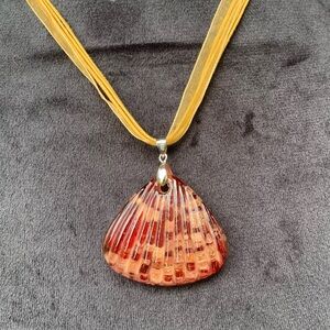 Mermaidcore Boho Glam Shell Pendant and Ribbon Necklace